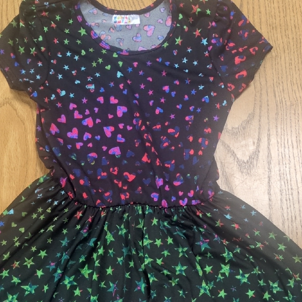 Dot Dot Smile Black Dress with Colorful Hearts and Stars